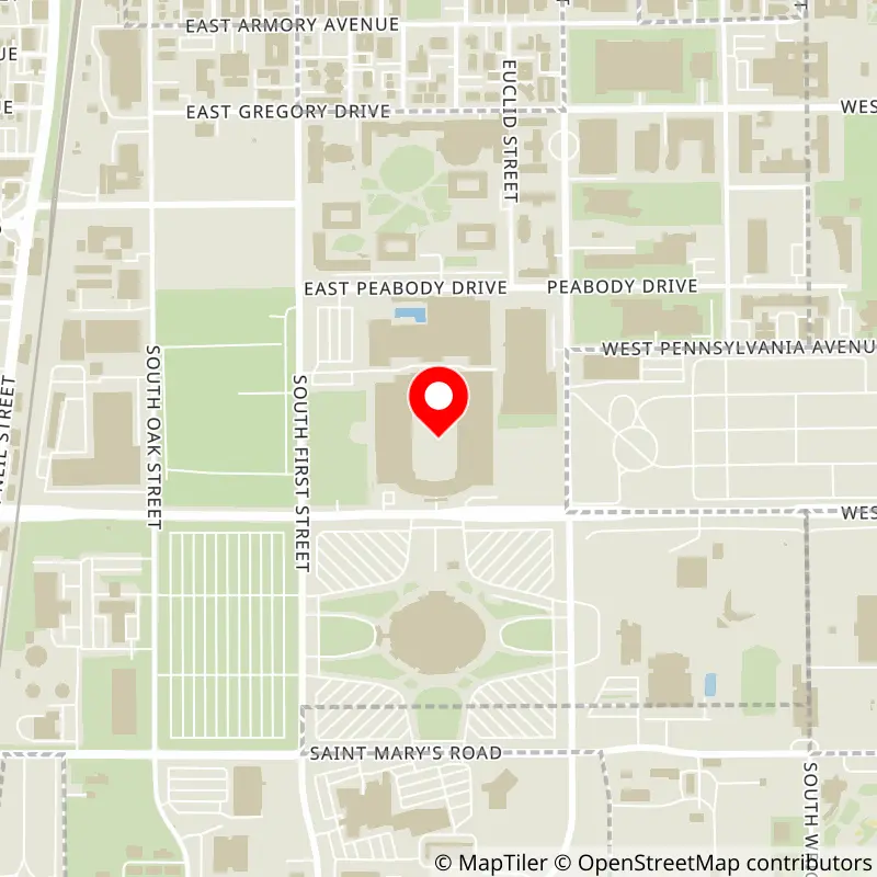Map of Memorial Stadium - IL's location
