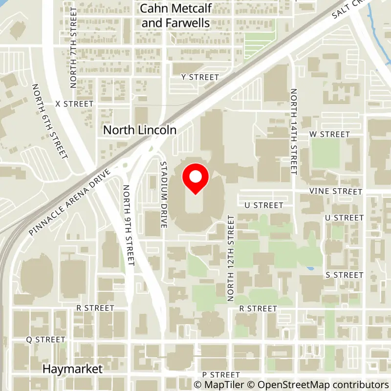 Map of Memorial Stadium - NE's location