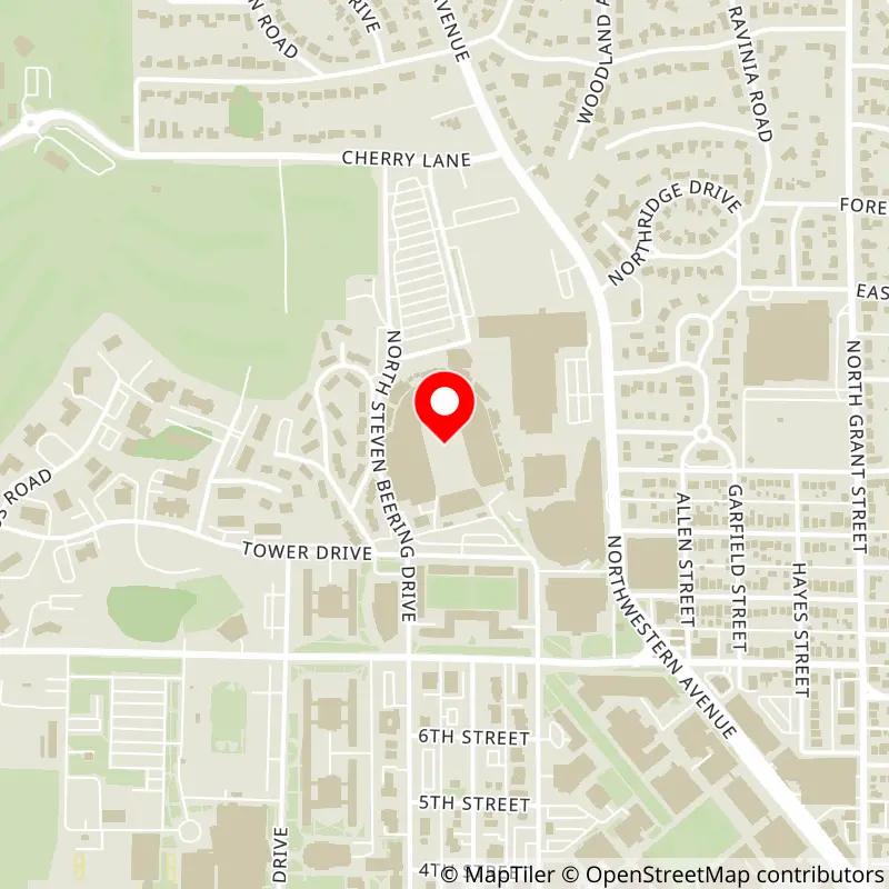 Map of Ross-Ade Stadium's location